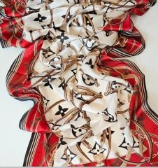 LOİS VOİTTON  KEMER ZİNCİR MODEL VUAL İPEK ŞAL  BORDO KREM