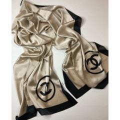 C DESEN VUAL İPEK ŞAL ORTASI BOŞ SİYAH GOLD