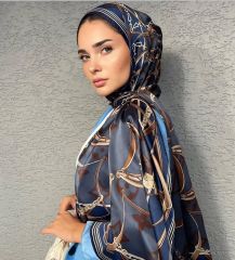 LV KEMER ZİNCİR MODEL VUAL İPEK ŞAL  LACİVERT