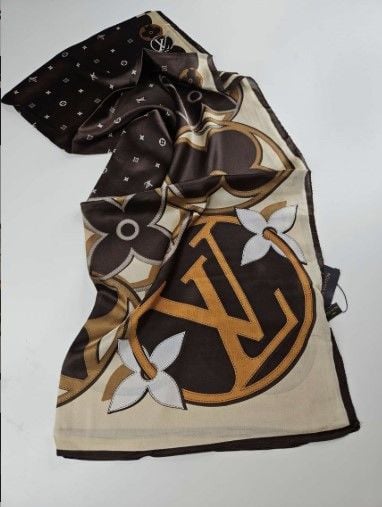 LV VUAL İPEK ŞAL LV MODEL BEJ KAHVE TURUNCU