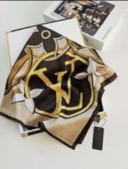 LOİS VOİTTON  VUAL İPEK ŞAL LV MODEL BEJ KAHVE SARI