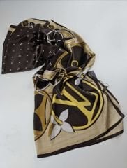 LV VUAL İPEK ŞAL LV MODEL BEJ KAHVE SARI