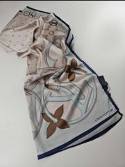 LV VUAL İPEK ŞAL LV MODEL LACİVERT PUDRA MAVİ