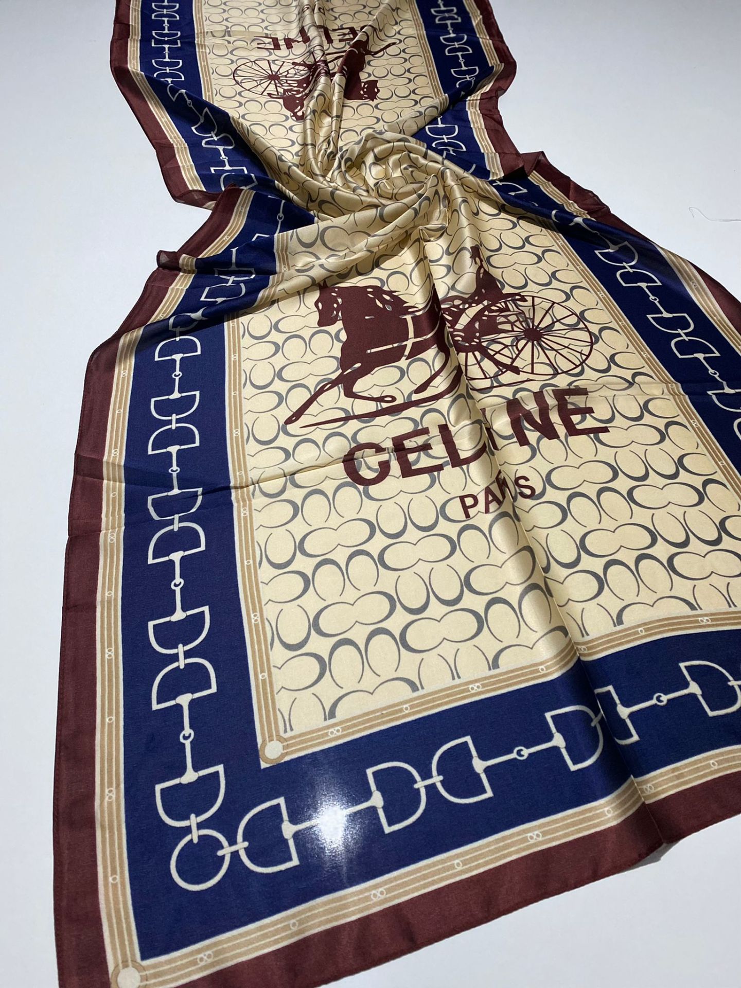 CELİNE VUAL İPEK ŞAL  BORDO LACİVERT