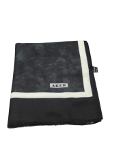 Aker Yaz Serinliği İpek Koton Şal - Bulut Deseni 7208777-412 Siyah Beyaz