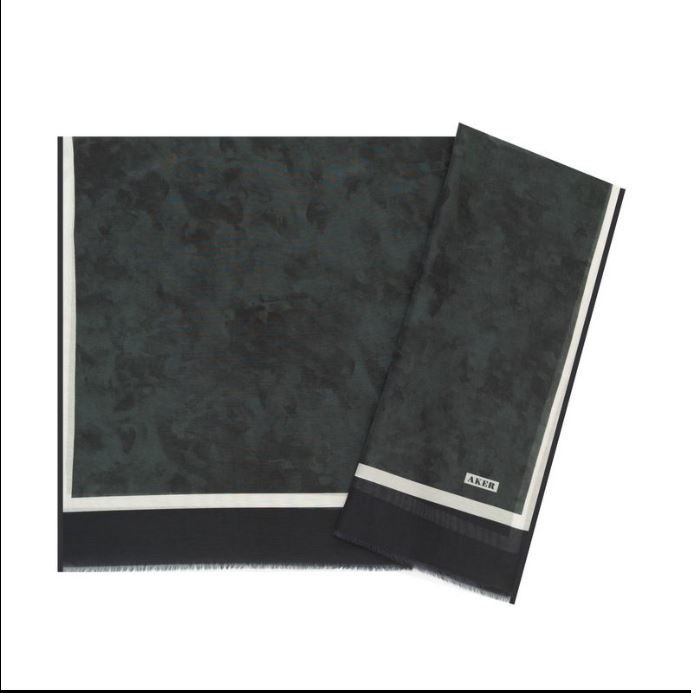 Aker Yaz Serinliği İpek Koton Şal - Bulut Deseni 7208777-412 Siyah Beyaz