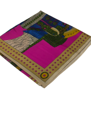 VUAL İPEK ŞAL ETNİK DESEN  FUŞYA PEMBE