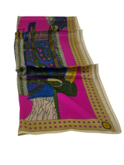 VUAL İPEK ŞAL ETNİK DESEN  FUŞYA PEMBE