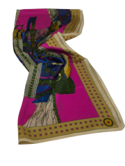 VUAL İPEK ŞAL ETNİK DESEN  FUŞYA PEMBE