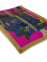 VUAL İPEK ŞAL ETNİK DESEN  FUŞYA PEMBE