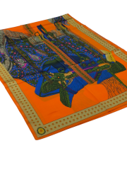 VUAL İPEK ŞAL ETNİK DESEN  TURUNCU