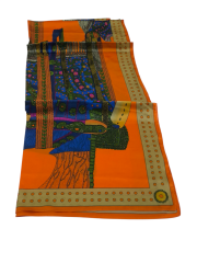 VUAL İPEK ŞAL ETNİK DESEN  TURUNCU