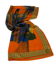 VUAL İPEK ŞAL ETNİK DESEN  TURUNCU