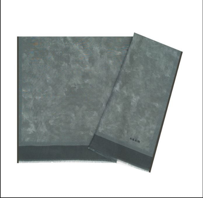 Aker Yaz Serinliği İpek Koton Şal -Bulut Deseni 7208777-472 Siyah Gri