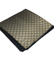 VUAL İPEK ŞAL LOGO DESEN SİYAH KREM GRİ