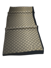 VUAL İPEK ŞAL LOGO DESEN SİYAH KREM GRİ