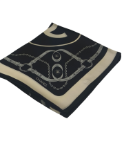 C DESEN KEMERLİ  VUAL İPEK ŞAL SİYAH KREM