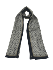 F DESEN  VUAL İPEK ŞAL  SİYAH BEYAZ TAŞ