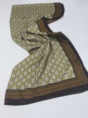 VUAL İPEK ŞAL G DESEN KREM KAHVE GOLD