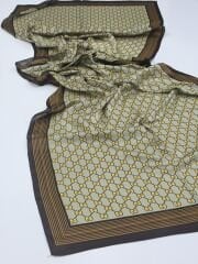 GUCCİ VUAL İPEK ŞAL G DESEN KREM KAHVE GOLD