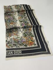 VUAL İPEK ŞAL ÇİÇEKLİ DESENLİ  BEYAZ SİYAH YEŞİL TURUCU