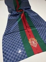 GUCCİ AMBLEM DESEN VUAL İPEK ŞAL LACİVERT