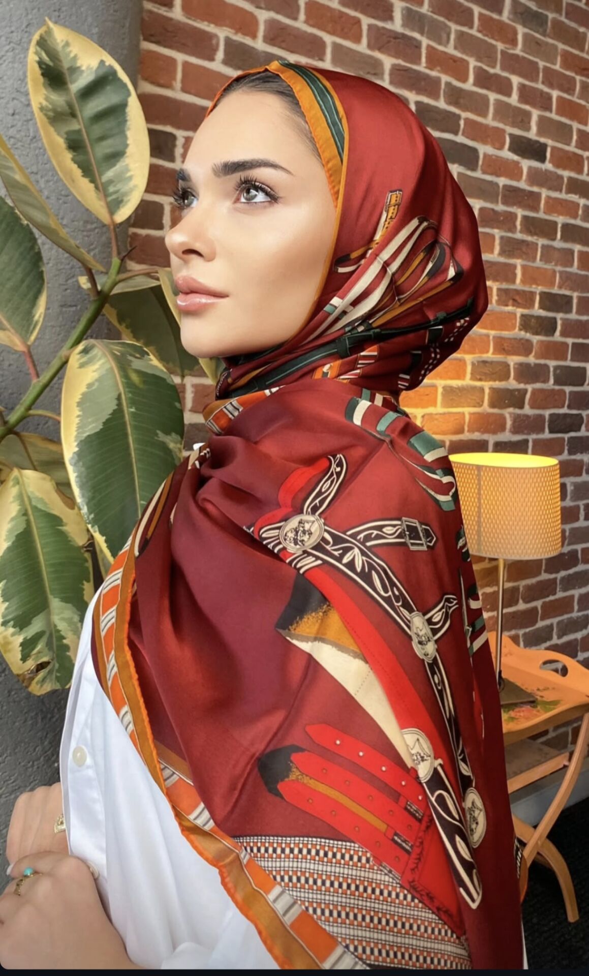 HERMES VUAL İPEK ŞAL KEMER DESENLİ BORDO