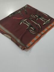 HERMES VUAL İPEK ŞAL KEMER DESENLİ BORDO