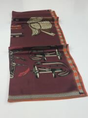 HERMES VUAL İPEK ŞAL KEMER DESENLİ BORDO