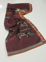 HERMES VUAL İPEK ŞAL KEMER DESENLİ BORDO