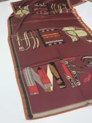 HERMES VUAL İPEK ŞAL KEMER DESENLİ BORDO