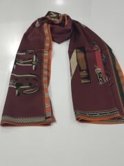 HERMES VUAL İPEK ŞAL KEMER DESENLİ BORDO