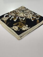 BURBERRY  VUAL İPEK ŞAL ÇİÇEK EKOSE DESEN  SİYAH KREM