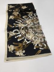 BURBERRY  VUAL İPEK ŞAL ÇİÇEK EKOSE DESEN  SİYAH KREM