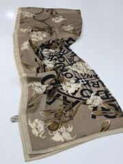 BURBERRY  VUAL İPEK ŞAL ÇİÇEK EKOSE DESEN  VİZON SİYAH