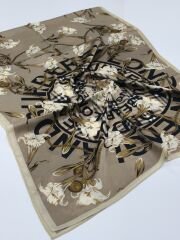 VUAL İPEK ŞAL ÇİÇEK EKOSE DESEN  VİZON SİYAH