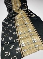 GUCCİ  VUAL İPEK ŞAL EKOSE DESEN SİYAH KREM