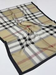 BURBERRY  VUAL İPEK ŞAL SİYAH BEYAZ GOLD