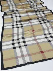 VUAL İPEK ŞAL  EKOSE DESEN SİYAH BEYAZ GOLD