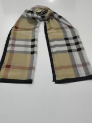 VUAL İPEK ŞAL  EKOSE DESEN SİYAH BEYAZ GOLD