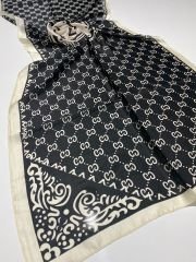 GUCCİ  VUAL İPEK ŞAL ORTADAN ABLEMLİ  KREM SİYAH