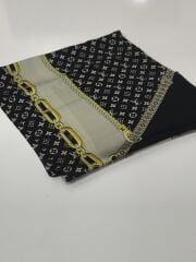 VUAL İPEK ŞAL LV  ZİNCİR MODEL SİYAH GÜMÜŞ