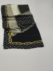 VUAL İPEK ŞAL LV  ZİNCİR MODEL SİYAH GÜMÜŞ