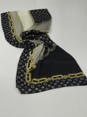 VUAL İPEK ŞAL LV  ZİNCİR MODEL SİYAH GÜMÜŞ