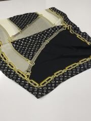 VUAL İPEK ŞAL LV  ZİNCİR MODEL SİYAH GÜMÜŞ