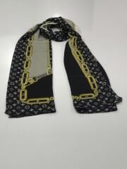 VUAL İPEK ŞAL LV  ZİNCİR MODEL SİYAH GÜMÜŞ