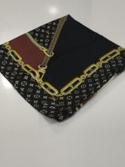 VUAL İPEK ŞAL LV  ZİNCİR MODEL SİYAH BORDO