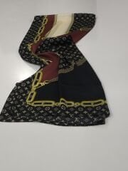 VUAL İPEK ŞAL LV  ZİNCİR MODEL SİYAH BORDO