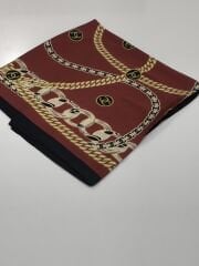 VUAL İPEK ŞAL ZİNCİR LOGOLU  SİYAH BORDO