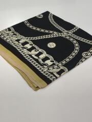 VUAL İPEK ŞAL ZİNCİR LOGOLU  GOLD SİYAH